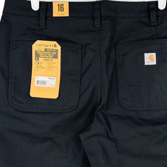 NWT Carhartt Women's Rugged Flex Canvas Utility Work Black Shorts Size 16 Casual - Picture 14 of 14